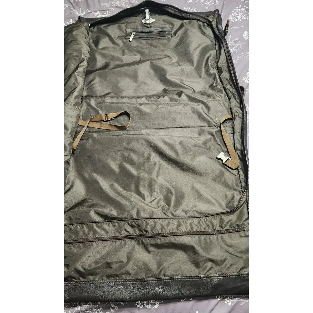 Unbranded Dark Brown Leather Hanging Garment Bag Luggage Made In‎ Columbia
